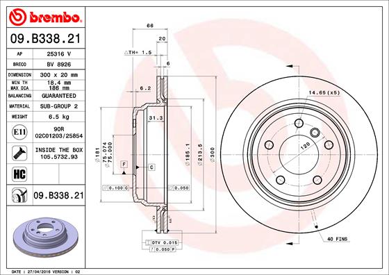 BREMBO Bremsscheibe 09.B338.21