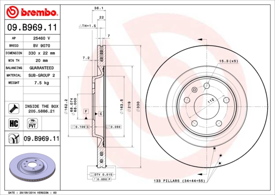 BREMBO Bremsscheibe 09.B969.11