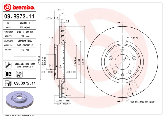 BREMBO Bremsscheibe 09.B972.11