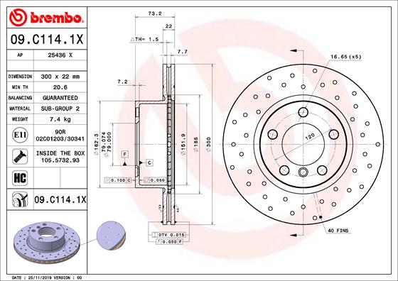 BREMBO Bremsscheibe 09.C114.1X