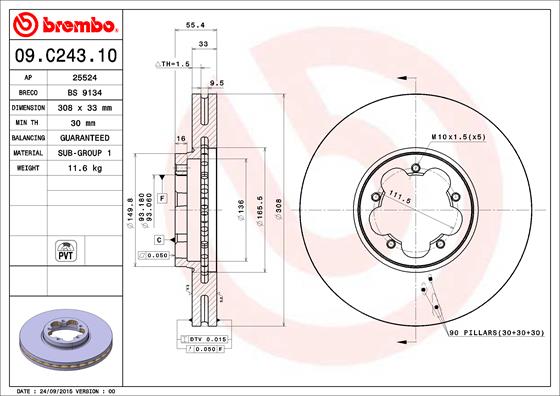 BREMBO Bremsscheibe 09.C243.10