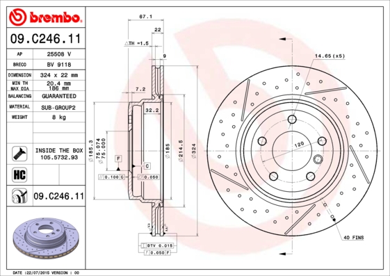 BREMBO Bremsscheibe 09.C246.11