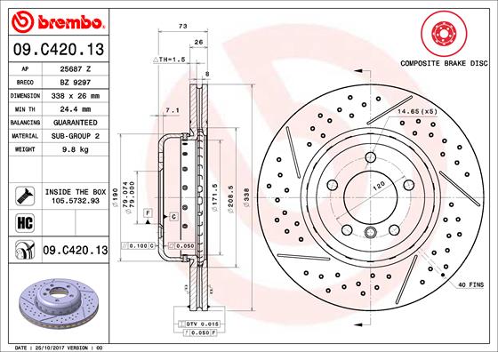 BREMBO Bremsscheibe 09.C420.13