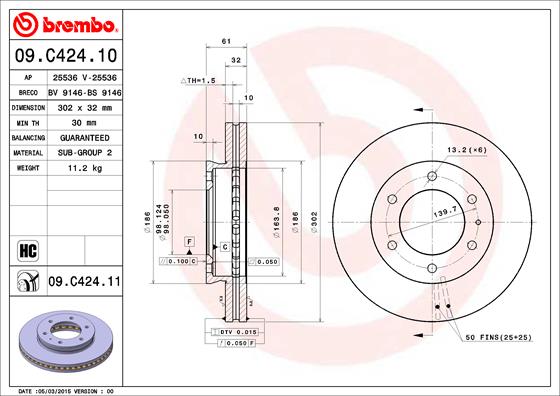 BREMBO Bremsscheibe 09.C424.11