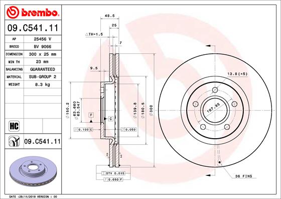 BREMBO Bremsscheibe 09.C541.11