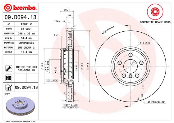 BREMBO Bremsscheibe 09.D094.13