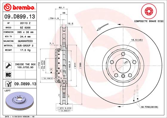 BREMBO Bremsscheibe 09.D899.13