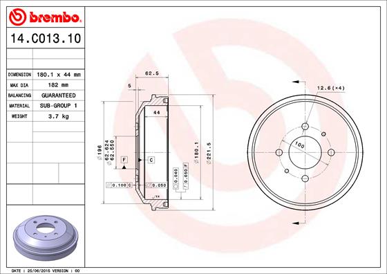 BREMBO Bremstrommel 14.C013.10