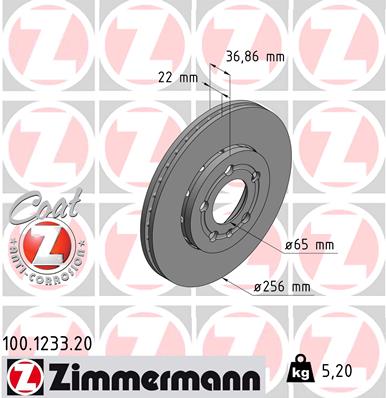 ZIMMERMANN Bremsscheibe 100.1233.20