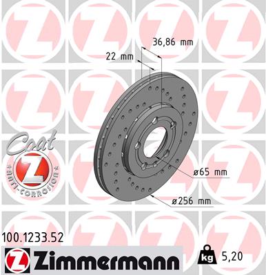 ZIMMERMANN Bremsscheibe 100.1233.52