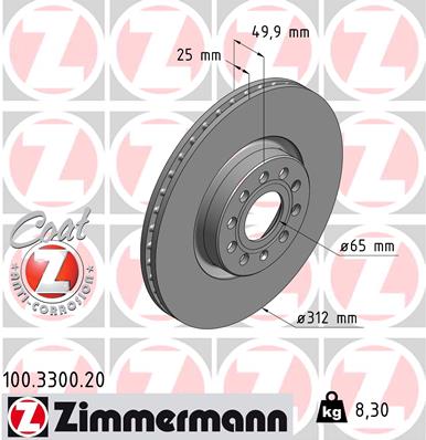 ZIMMERMANN Bremsscheibe 100.3300.20