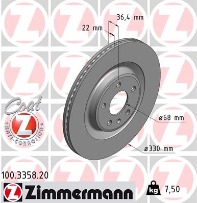 ZIMMERMANN Bremsscheibe 100.3358.20