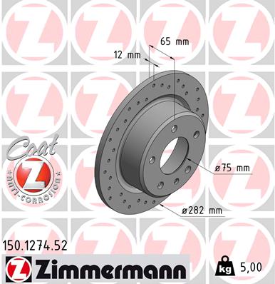 ZIMMERMANN Bremsscheibe 150.1274.52