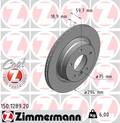 ZIMMERMANN Bremsscheibe 150.1289.20