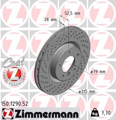 ZIMMERMANN Bremsscheibe 150.1290.52