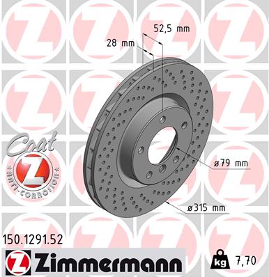ZIMMERMANN Bremsscheibe 150.1291.52