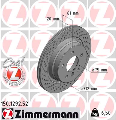ZIMMERMANN Bremsscheibe 150.1292.52