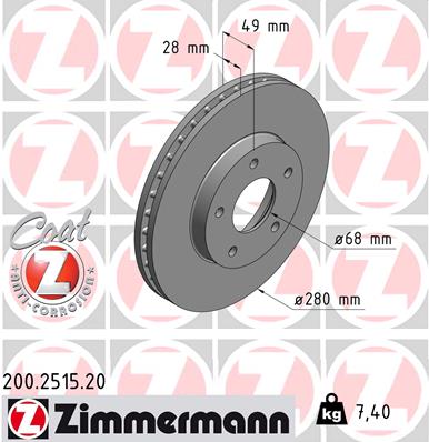 ZIMMERMANN Bremsscheibe 200.2515.20
