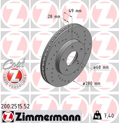 ZIMMERMANN Bremsscheibe 200.2515.52