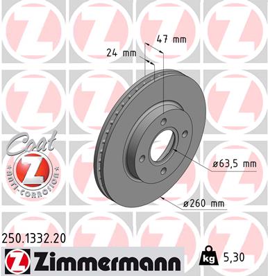 ZIMMERMANN Bremsscheibe 250.1332.20