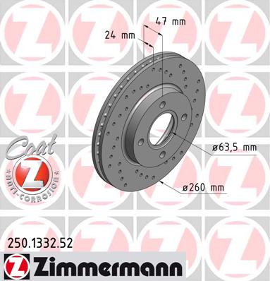 ZIMMERMANN Bremsscheibe 250.1332.52