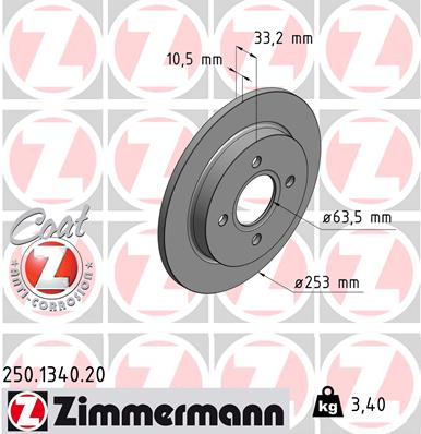 ZIMMERMANN Bremsscheibe 250.1340.20