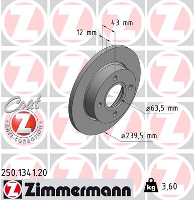 ZIMMERMANN Bremsscheibe 250.1341.20