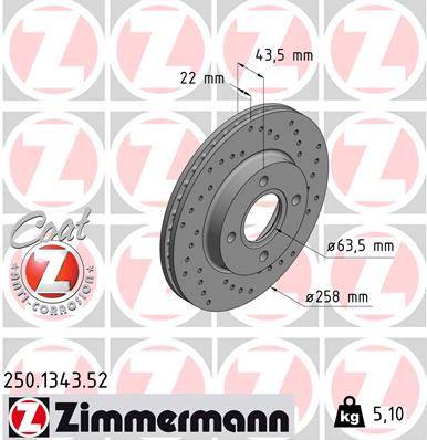 ZIMMERMANN Bremsscheibe 250.1343.52