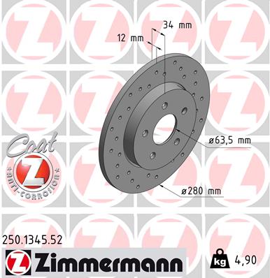 ZIMMERMANN Bremsscheibe 250.1345.52