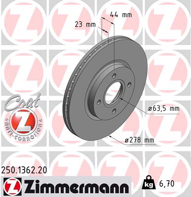 ZIMMERMANN Bremsscheibe 250.1362.20