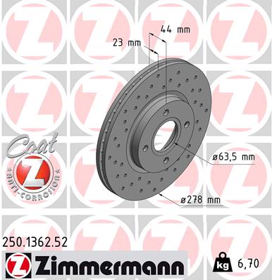ZIMMERMANN Bremsscheibe 250.1362.52