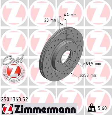 ZIMMERMANN Bremsscheibe 250.1363.52