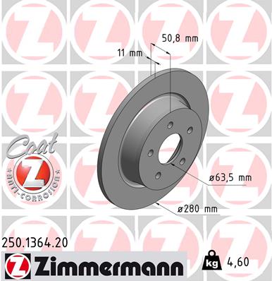 ZIMMERMANN Bremsscheibe 250.1364.20