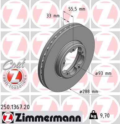 ZIMMERMANN Bremsscheibe 250.1367.20