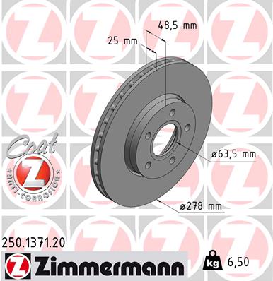 ZIMMERMANN Bremsscheibe 250.1371.20