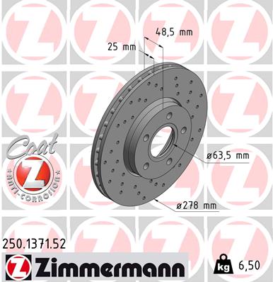 ZIMMERMANN Bremsscheibe 250.1371.52