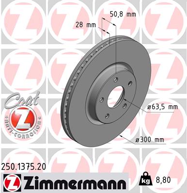 ZIMMERMANN Bremsscheibe 250.1375.20