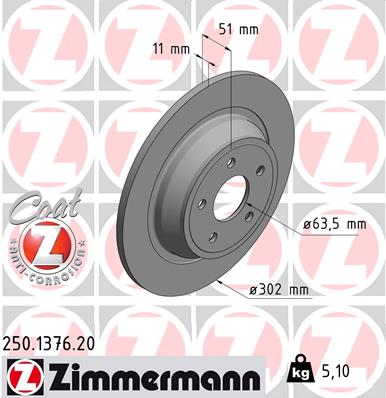ZIMMERMANN Bremsscheibe 250.1376.20