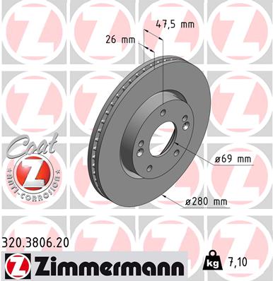 ZIMMERMANN Bremsscheibe 320.3806.20