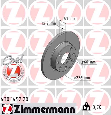 ZIMMERMANN Bremsscheibe 430.1452.20