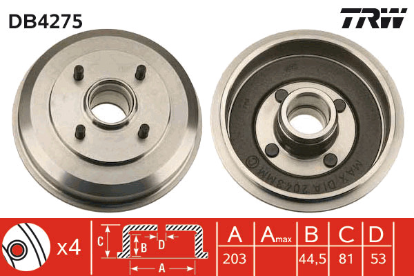 TRW Bremstrommel DB4275
