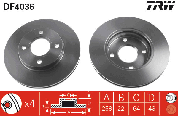 TRW Bremsscheibe DF4036