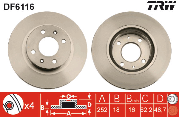 TRW Bremsscheibe DF6116