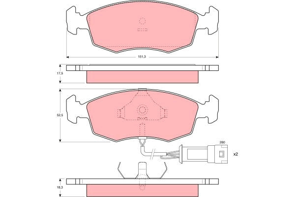 TRW Bremsbelagsatz, Scheibenbremse GDB301