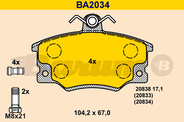 BARUM Bremsbelagsatz, Scheibenbremse BA2034