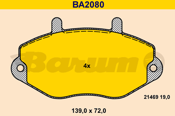 BARUM Bremsbelagsatz, Scheibenbremse BA2080