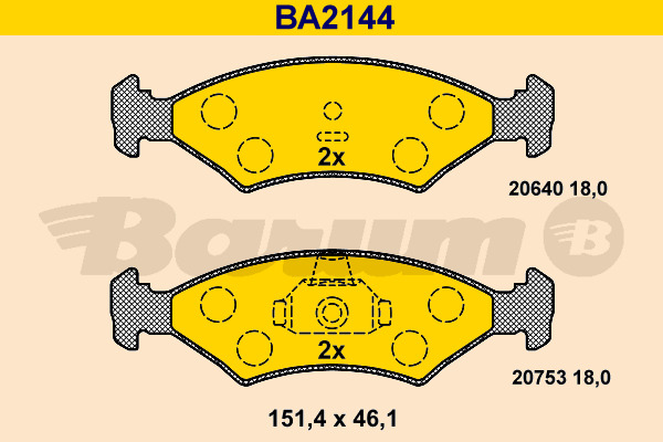 BARUM Bremsbelagsatz, Scheibenbremse BA2144