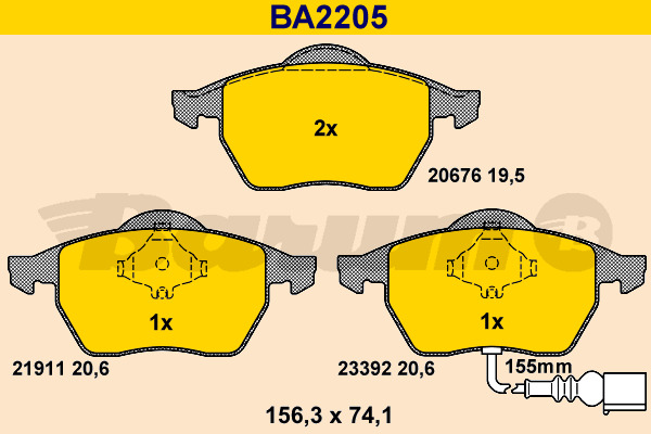 BARUM Bremsbelagsatz, Scheibenbremse BA2205