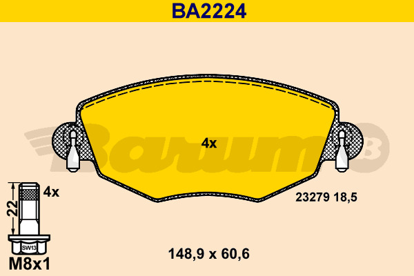 BARUM Bremsbelagsatz, Scheibenbremse BA2224
