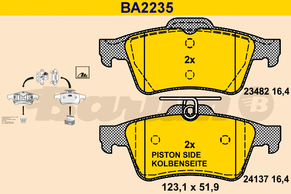 BARUM Bremsbelagsatz, Scheibenbremse BA2235